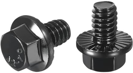 sourcing map 10Pcs 1/4-20 x 3/8 Flanged Hex Head Bolts, 304 Stainless Steel Flange Hexagon Screws, Flange Hex Drive Screws 5.8 Grade for Machinery Industry Home Appliances, Black