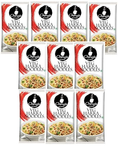 Chings Veg Hakka Noodles - 140g (Pack of 10) | Authentic Chinese-Style Noodles | Quick & Easy to Cook | Perfect for Stir-Fries & Asian Dishes
