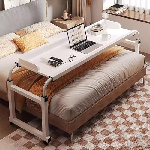 Table de chevet mobile, avec hauteur ajustable Plateau de nourriture Table médicale roulante Table de chevet Plateau de canapé Lit d'appoint Chariot pour ordinateur portable Hauteur ajustable