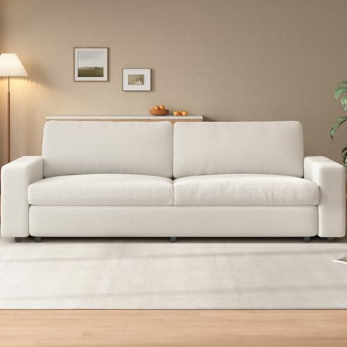 Guyii 212cm Extra-Wide 2-Seater Sofa, Beige Loveseat Sofa Couch, Modern Home Sofa for Living Room, Bedroom, Office