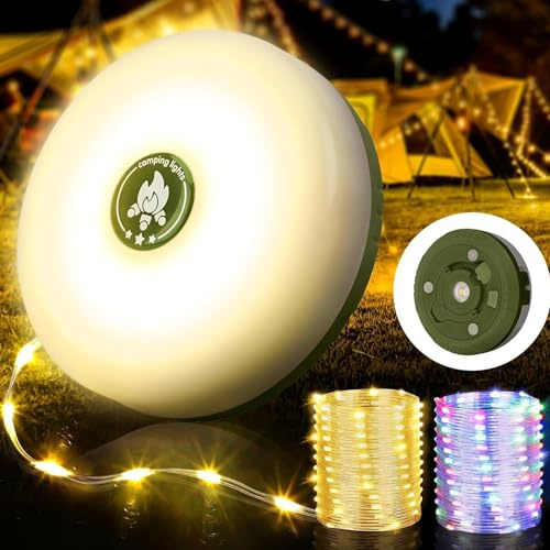 Equipery Camping String Lights – 33ft (10m) Tangle-Free LED Outdoor Fairy Lights & Tent Lantern | RGB & Warm White, Waterproof (1 Lamp)