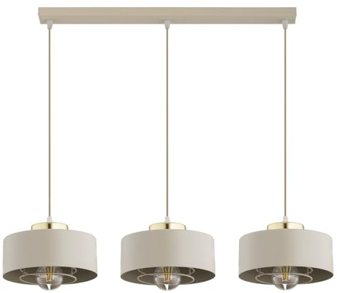 KAR LIGHTING Pendelleuchte 3-flammig aus Metall in Beige, höhenverstellbar | E27 Fassung | LED geeignet | Hängelampe für Wohnzimmer, Esszimmer, Küche, Büro oder Schlafzimmer