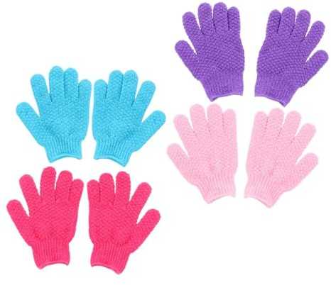 PLAFOPE 8 piezas Guantes Exfoliantes de Ducha Guantes de Duraderos para Cuerpo Manos de Cinco Dedos Unisex para Eliminar Muerta y Limpieza Profunda Color Aleatorio Color Aleatorio
