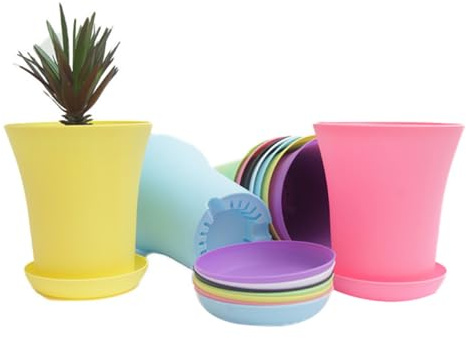 Abaodam 20 Pezzi Piattini per Vasi di Piante Grasse in Plastica Robusta Rotondi da Resistenti al Sole e Urti per Interni ed Esterni Colori Casuali Colore Casuale Colore Casuale