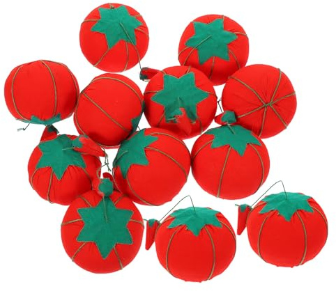 jojofuny 12 Stück Pack Tomatenförmige Nadelkissen aus Baumwolle Kompaktes Tragbares Nähzubehör für Stick und Handarbeitsnadeln Sicherer Nadelhalter für Zuhause und Unterwegs