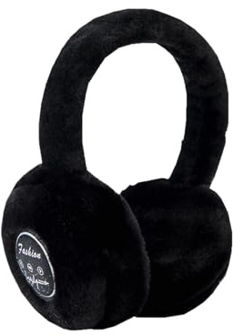 Zambuph Plush Ear Bluetooth Earmuffs For Students Ear Bluetooth Earphones Earmuffs Foldable Plush, black