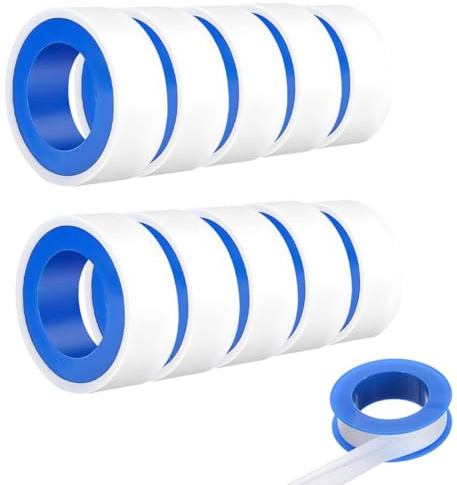 JRYXDS 10 Rouleaux De Ruban Téflon 10 M X 12 Mm – Ruban Ptfe D'Étanchéité Pour Plomberie, Cuisine, Salle De Bain, Piscine, Industrie (Blanc)