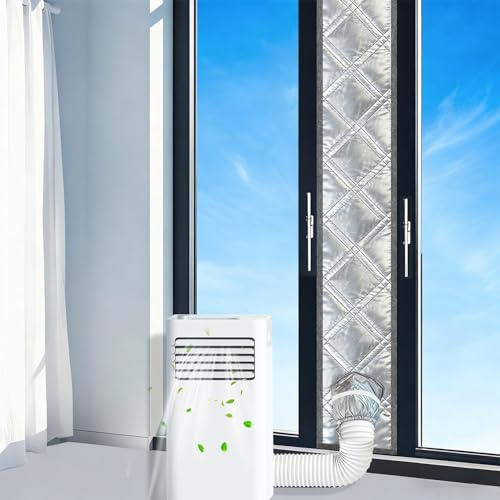 Aozzy 98 Portable AC Sliding Door Vent Kit 3-Layer Thickened Aluminum Foil & Cotton & Oxford Fabric,100% Airtight,Thermal Insulation,aircon Door kit Adjustable Length for Sliding Glass Door/Window