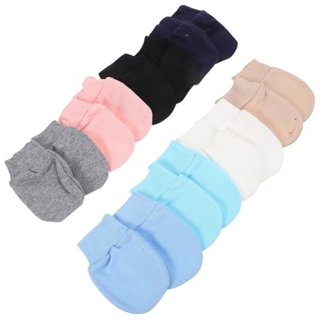 HOODANCOS 8 Pares de Mitones para Bebés Recién Nacidos de Algodón Suave, Guantes Antiarañazos para Manos Delicadas, Tamaño 0-12 Meses, Colores Variados para Protección Diaria y Hora