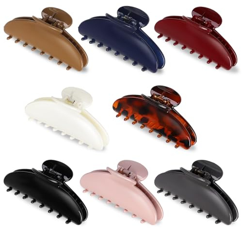 8 stycken hårklämmor dam, stor halvcirkel halkfria hårspännen, 10,2 x 4,8 cm starkt grepp claw clip, trendig look hårstyling hårklämmor för kvinnor flickor alla hårtyper