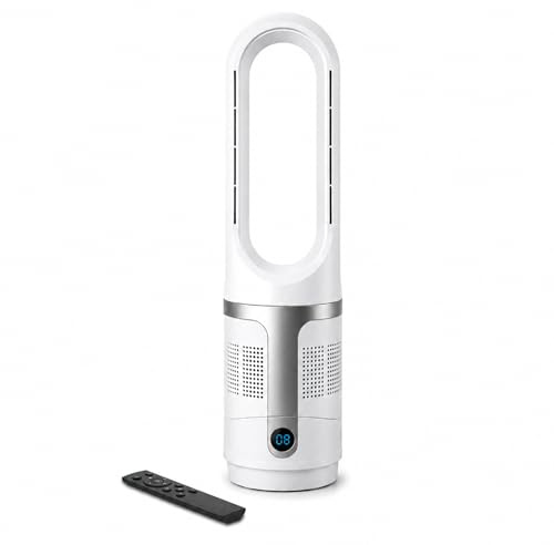 iN Bladeless Fan Cooler & Heater 3-in-1 | HEPA Air Purifier | Safe for Kids, Pets | Hot & Cool Tower Fan with Remote, Oscillation, Adjustable Head, Night-Mode | Year-Round Comfort, Allergen-Free Air