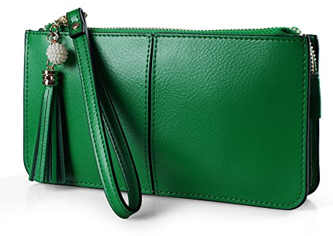 befen Genuine Leather Wristlet Wallet for Women, Small Clutch Purse and Handbag Cell Phone Bag Card Holder with Wrist Strap