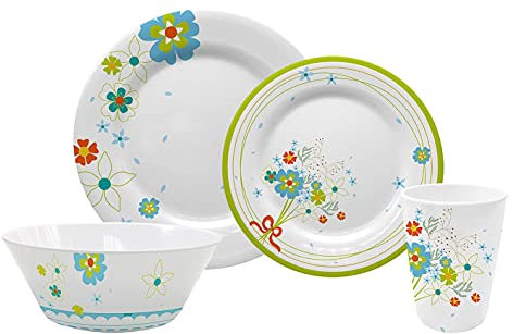 Gimex Campingartikel Pastateller 16 Geschirr Set Summer Flowers