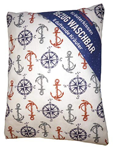 VITASIMPLEX Kräuterkissen mit 8 verschiedenen Heilkräutern wie Hopfen, Melisse, Fenchel, Minze, Rosenblütenblätter, Lavendel, Ysop, Quendel, Bezug waschbar, Motiv 936 (Anker) ca. 20x24 cm