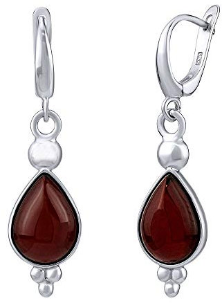 SILVEGO Damen Ohrringe aus 925 Sterling Silber mit echtem Bernstein Tropfen