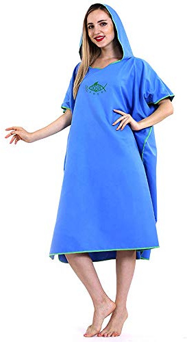 Badeponcho, Surfponcho, Badetuch Ultraleicht, Umzugshilfe, Schnelltrocknender Bademantel aus Mikrofaser für Damen, Herren und Kinder, 90 x 110 cm