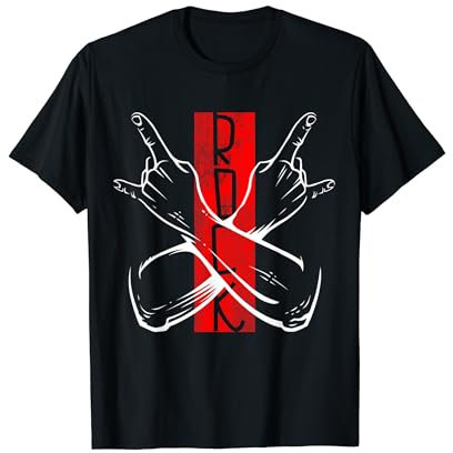 Rocker Hände, Pommesgabel Schriftzug Rock T-Shirt