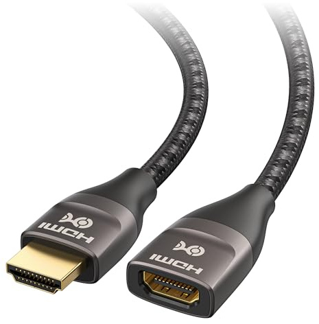 Cable Matters Ultra 8K HDMI-Verlängerungskabel, 48Gbps, 1m | 8K@60Hz/ 4K@240Hz, HDR, HDMI-Stecker auf HDMI-Buchse, HDMI-Extenderkabel, Graphit-Schwarz
