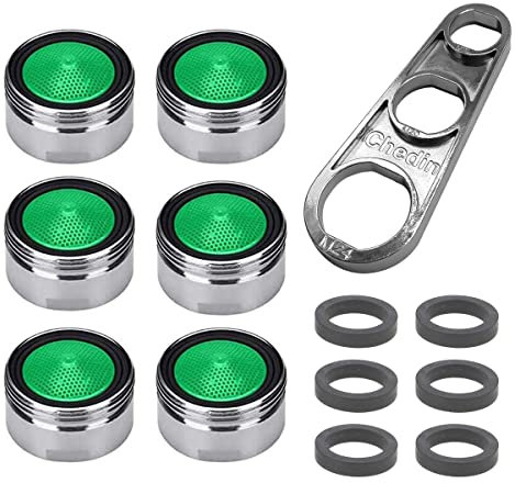 M18/M20/M22/M24/M28 x 6 Pezzi aeratore rubinetto Filtri, Rubinetti Lavandino Risparmio Idrico rompigetto, Inserisci Aeratori del Filettatura Esterna con 1 pcs Chiavi (M24 x 6)