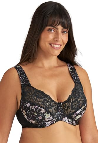 Miss Mary of Sweden Fauna Underwired Bra – Full Cup, Lace & Mesh, Extra Support & Lift 38D Black