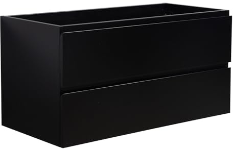 Badplaats B.V. Waschbeckenunterschrank Angela 100cm - Matt Schwarz - Unterschrank Badmöbelset