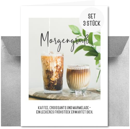 Gutschein-Karte Brunch zum Geburtstag 3 Stück (DIN A6) | Karte Frühstück | Karte inkl. Umschlag Freundin | Gutschein Brunch | Gutschein Frühstück | Weihnachts-Geschenk (Morgengruß)