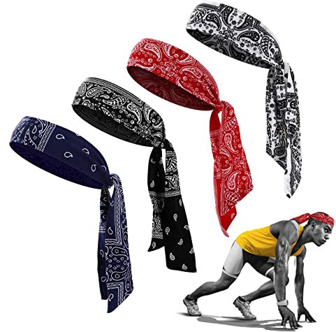 4 Stück Haarband Damen Elastische Stirnbänder Verstellbares Sport Stirnband Sport Haartuch Schweißabsorbierendes Schweissband Herren Kopf Rutschfestes Yoga Headband Feuchtigkeitstransport