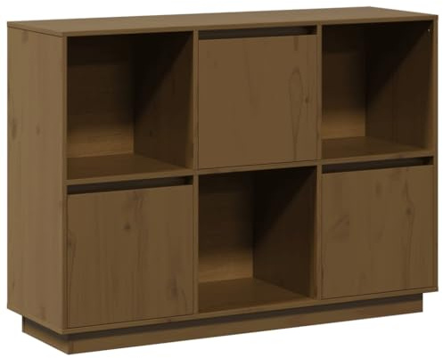 vidaXL Sideboard Kommode Anrichte Schrank Beistellschrank Mehrzweckschrank Standschrank Wohnzimmer Flur Honigbraun 110,5x35x80cm Massivholz Kiefer