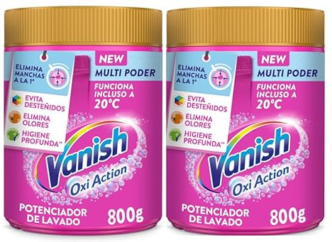Vanish Oxi Advance - Quitamanchas multibeneficio para la ropa, elimina olores y potenciador del lavado, En Polvo, Sin Lejía 1,6kg (2x 800g)