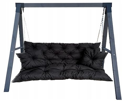 Waterproof Outdoor Palettenkissen | Hollywoodschaukel Auflage | Bankauflage | Sitzkissen and Rückenkissen | Pallettenpolstern | Lounge Kissen Outdoor 120 x 110 cm(120x60x50 cm) Inkl. 2 kissen Schwarz