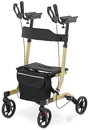 Uniprodo UNI_ROLL_05 F Déambulateur 4 roues Jaune champagne 136 kg 1050-1150 mm Rollator 4 roues Déambulateur 4 roues léger et pliable