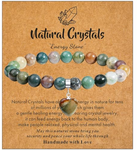 MAIBAOTA Stone Bracelets for Women 8 mm Beaded Bracelets for Women Love Heart Bracelet Jewelry, Crystal Gifts for Christmas Birthday Valentine's Day Anniversary