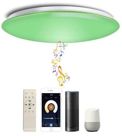 chysongoods Φ50cm 55W Sternenhimmel WIFI Musik LED Deckenlampe Kompatibel Mit Alexa Google Home Kompatibel Mit Bluetooth Lautsprecher RGB Farbwechsel Dimmbar für Küche Schlafzimmer Badezimmer