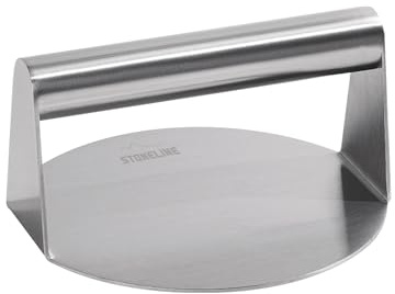 STONELINE Burger Smasher Edelstahl 14 cm rund, Burgerpresse Hamburger Presse Grillpresse für Burger Patties, Spülmaschinenfest, Grill Zubehör