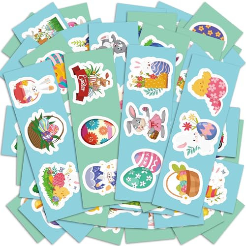 Easter Stickers for Kids - 80 Sheets Easter Basket Stuffers for Boys Girls Teens Adults | Vinyl Easter Gifts Decorations Toys for Egg - Kids Easter Games Crafts Activities Party Favors