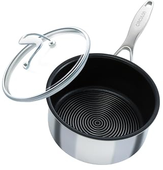 Circulon SteelShield C Series Casserole en acier inoxydable 16 cm/1,4 L – Casserole à induction avec couvercle antiadhésif hybride, passe aux ustensiles en métal et au lave-vaisselle