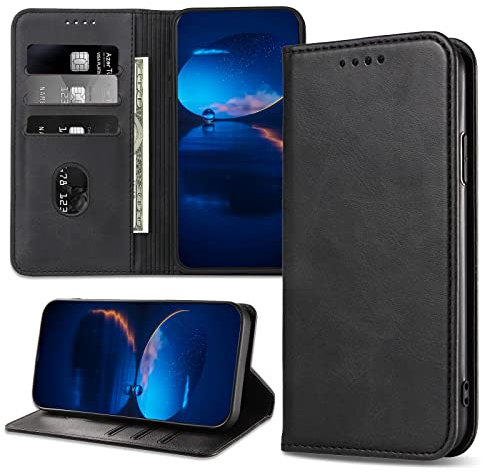 DENDICO Case for Google Pixel 3A, Classic PU Leather Magnetic Wallet Case, Flip Folio Protective Phone Cover Compatible with Google Pixel 3A, Black