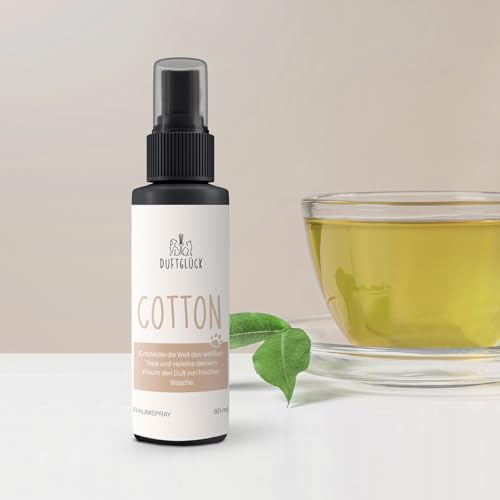 Duftglück Geruchsneutralisierer Cotton - Neutralisierungsspray Hunde und Katzen Gerüche I Katzenurin Geruchsentferner I Raumspray gegen Hundegeruch I Duft: frische Wäsche I 60ml