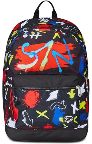 Seven Zaino Scuola Pro XXL Reversibile Detach The Double, GraffitiLoad, Nero Rosso, 3 Zaini in 1, Doppio Scomparto Con Auricolari Wireless, Tasca Porta PC e Tasca Porta Borraccia, Zaino Medie