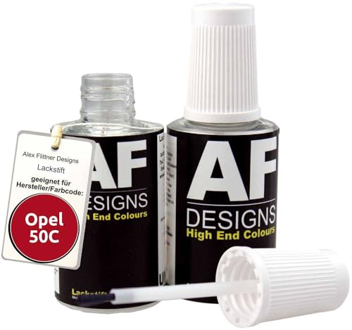 Alex Flittner Designs Lackstift für Opel GRANATAPFELROT PERL 50C 2x20 ml | Lackstift Set geeignet für Farbcode: 50C und Farbname: GRANATAPFELROT PERL
