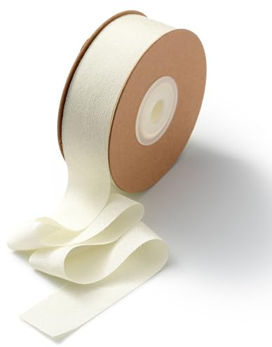 CHUQING Geschenkband Breit Schleifenband Hochzeit Seidenband Dekoband Cremebeige