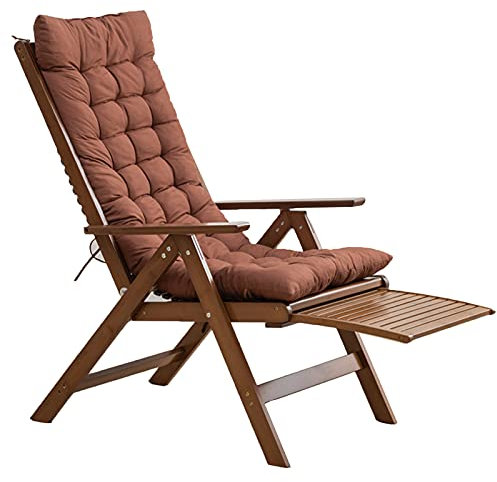 Outdoor-Loungesessel aus Holz, Klappstühle für die Terrasse, Loungesessel mit 6-Fach Verstellbarer Rückenlehne, einziehbare Fußstütze, Bänke aus natürlichem Bambus für Pools/Veranden/Höfe