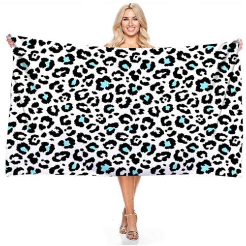 YJSZY Große Strandtücher Mit Leopardenmuster Badetuch Für Herren Damen Beach Towel Groß Für Strand Schnelltrocknendes Decke Microfaser Handtücher Fitness Handtuch Saunatuch (Schwarz Weiß,75×150 cm)
