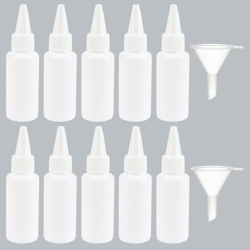 DELORIGIN 10 Stück Squeeze Flasche, Applikatorflasche Mit Trichter 30ml Quetschflasche Aus Kunststoff Mit Drehverschluss Applikatorflaschen Tropfflasche Leere Flaschen Zum Basteln Kleber Küche Gewürze