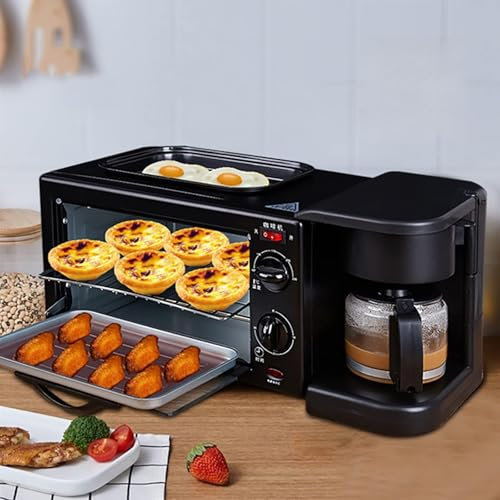 Multifunction Breakfast Maker, 3 In 1 Electric Breakfast Maker with Frying Pan Oven and Coffee Maker, 30 Minute Timer Function for Making Sheet Pans, Sandwiches, Cakes, Steaks, Omelettes