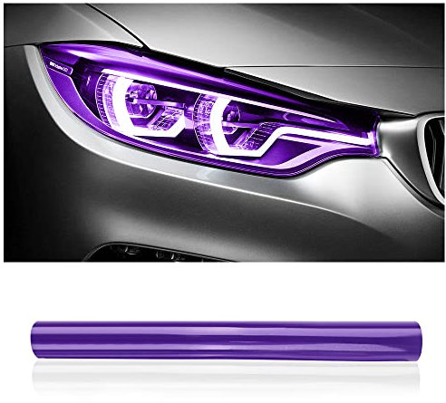 Film Teinté Phare Découpable et Extensible de 30x120cm,Film Teinté Voiture pour Phares,Feux Arrière et Antibrouillards,Autocollants Auto-Adhésifs Non Marquants pour Deco Voiture (Violet)