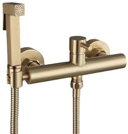 Bidet Handbrause Set FüR Wc Bidet-Armaturen Bidet Einsatz FüR Toiletdet Wc Heiß- Und Kaltmischung Mit Einem Griff Gebürstetes Gold 15cm Lochabstand