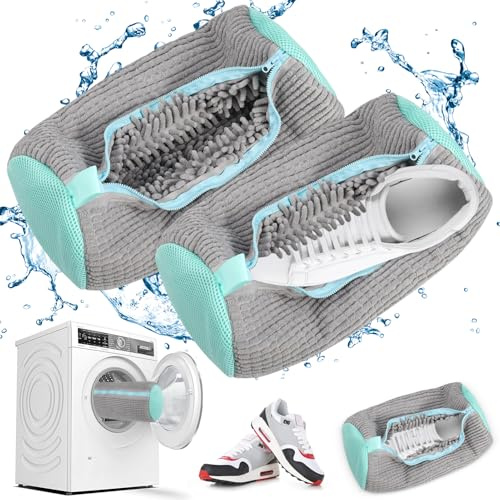 WYFDCZZP Sacchetto per Lavaggio Scarpe, Borsa con Rete e Cerniera, Protegge Le Scarpe dai Danni (Grigio, 2pcs)