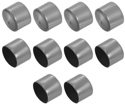 sourcing map 10pcs Rubber End Caps 57mm ID Vinyl Round End Cap Cover Screw Thread Protectors Dark Grey