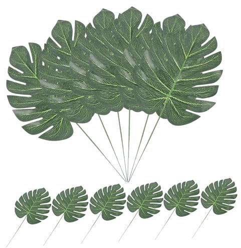 ABOOFAN 48pcs Cute Artificial Potted Plant Decor Diy Fake Monstera Leaves for Boho Style Decor